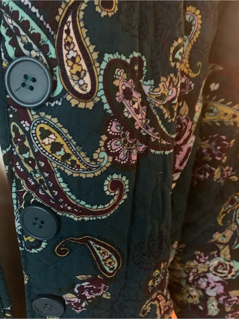 Pappagallo Teal Quilted Paisley Button-Up Jacket - Picture 6 of 10